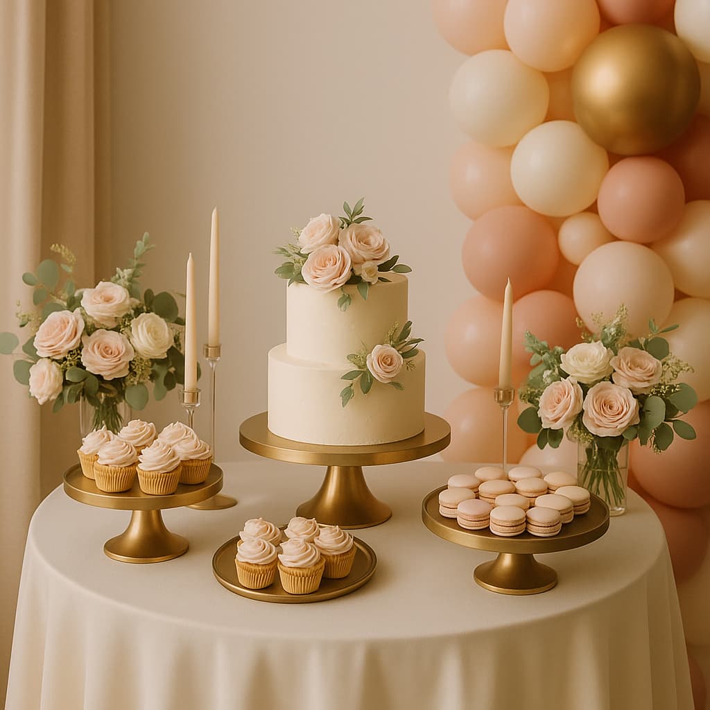 Dessert table with blush and gold